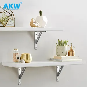 Akw 16x12 baja tahan karat 4-pack 8 inci rak sudut bawah 45 "rak mengambang set braket logam rak