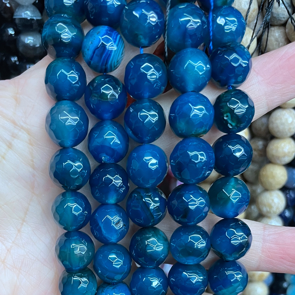 10mm 12mm Faceted Fire Agate Bead Strand for Necklace Jewelry Making DIY Bracelet Necklace