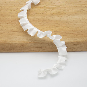 <span class=keywords><strong>Anglet</strong></span> dentelle blanche bricolage chapeaux tissu décoration ruban de satin plissé 10mm - Product Image 4