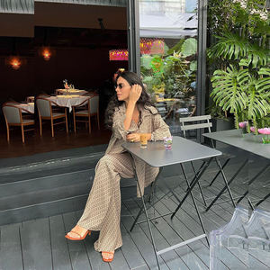 IHOOV Satin Relaxed Shirt Top Damen hose 2-teiliges Set Damen bekleidung - Product Image 3