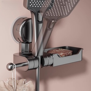 Shower Head Holder Wall Mount Adjustable Rectangle <b>ABS</b> Minimalist Design For Bathroom - Product Image 4