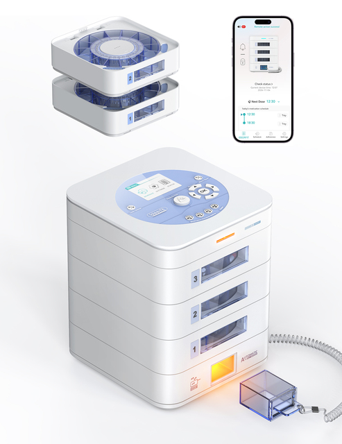 3-trays Automatic Pill Dispenser Smart Medication Organizer with Timer and Lock Function