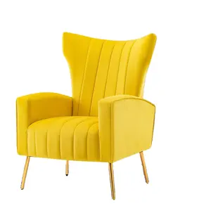Горячее предложение, желтые стулья с акцентом, Современная дизайнерская мебель, стеганый стул с крыльями, роскошный стул для отеля