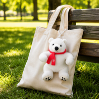 Peluche personnalisée en forme d'ours polaire blanc avec écharpe rouge, rembourrée en coton PP, super douce, idéale pour un cadeau de fête