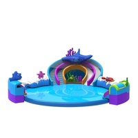 Toboggan aquatique gonflable commercial de grande taille Wolong, toboggan aquatique gonflable personnalisé pour aire de jeux aquatique intérieure