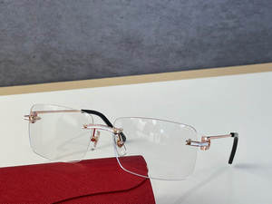 メガネフレームサングラスゴールドリムレス眼鏡反射防止クリアレンズ処方眼鏡 - Product Image 4