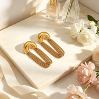 Boucles d'oreilles à pampilles RH pour femme, design de niche, plaqué or 18 carats PVD, acier inoxydable inaltérable, bijoux de mode personnalisables, vente chaude