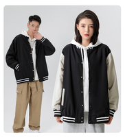 Toptan boş çift kıyafetler üniversite ceketleri renk engelleme Raglan kollu ceket özel Logo beyzbol ceket Hoodie erkekler için