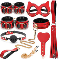 Ensemble complet BDSM - Accessoires érotiques imperméables de taille réglable Collier Menottes Plus pour couples adultes Hommes/Femmes gays
