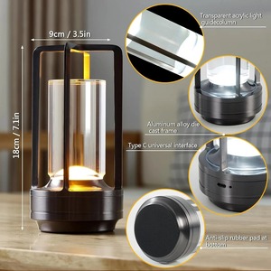 Lampu malam meja LED mewah Modern, lampu malam sentuh baterai ABS portabel dapat diisi ulang tanpa kabel, lentera untuk restoran luar ruangan Dropshipping - Product Image 6