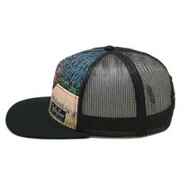 Gorra Trucker Vintage con Logotipo Personalizado, Gorra de Béisbol con Malla y Cierre a Presión, Visera Plana Negra, Gorra de Caza para Exteriores, Ajustable, Estilo Urbano