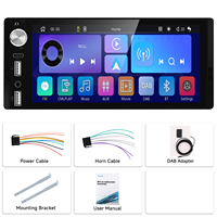Reproductor MP5 para Auto Podofo de 6.9 Pulgadas, Autoradio IPS con Carplay Inalámbrico y Android Auto, DAB, SWC, DVR, Tipo C, USB, ODM