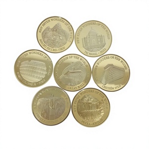 Juego de Monedas Personalizadas de las Siete Maravillas, Chapadas en Oro, Machu Picchu, Taj Mahal, Gran Muralla, Coliseo, Regalo Conmemorativo, Venta al Por Mayor OEM - Product Image 1