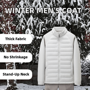 Veste en coton pour homme, style hiver, col montant, tricotée avec empiècements, manches longues, en polyester, tendance, chaude, décontractée, avec fermeture éclair - Product Image 3