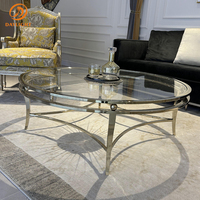 Classique Villa Royal Verre Design En Acier Inoxydable De Luxe Salon Hôtel Loisirs Ensemble Antique Haut De Gamme Européenne Table Basse
