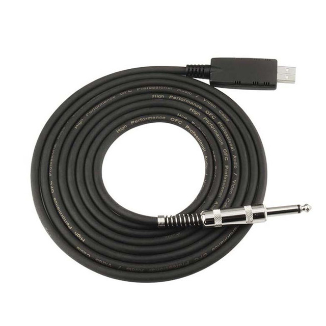 10FT USB Guitar Cable -USB 2.0 Interface Male to 6.35mm 1/4" Mono TS Male