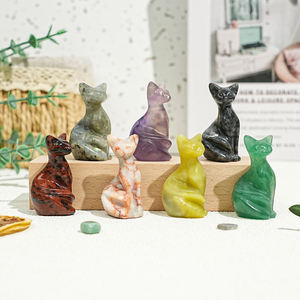 Artigianato in Cristallo di Quarzo Intagliato a Forma di Animale in <span class=keywords><strong>Pietra</strong></span> Naturale all'Ingrosso, Gatto Pixel Carino da 50mm per Decorazione - Product Image 3