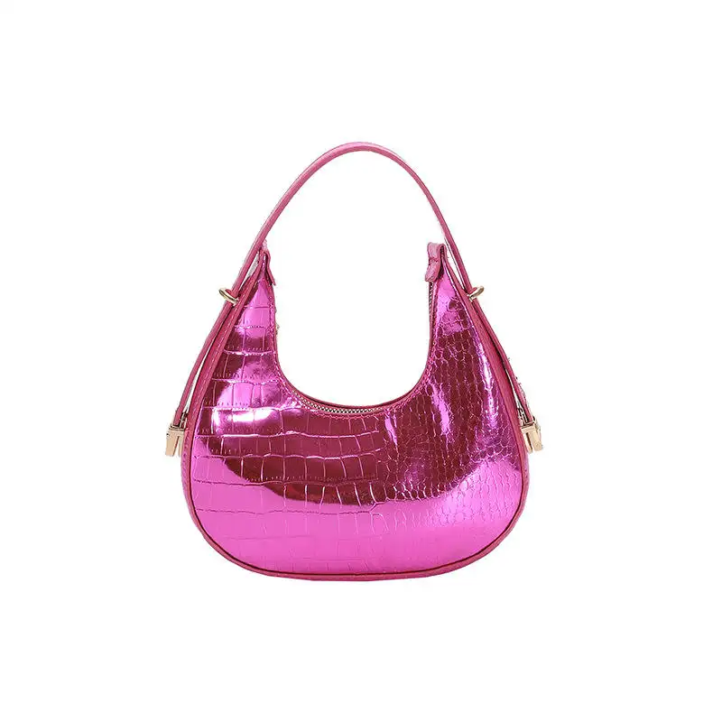 2023 Summer New Arrivals Metallic Vegan Leather Solid Color Designer Purses Hobo Shoulder Bags Luxury Handbags for Women