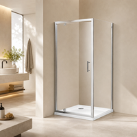 Porte de douche d'angle à charnière pivotante, cabine carrée 800-1000mm, verre trempé 5-6mm, cadre chromé, enclos de salle de bain sur mesure