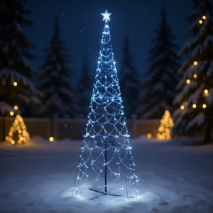 Arbre de Noël en forme de cône avec 3000 LED blanches froides, 8x26 pieds, décorations festives d'extérieur - Product Image 2