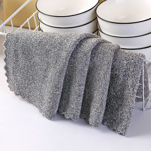 ผ้าเช็ดจานใยถ่านไม้ไผ่ 25x25 ซม. รูปทรงสี่เหลี่ยมผืนผ้า ผ้าทำความสะอาดครัว ไม่เป็นขุย ซับน้ำมันได้ดี - Product Image 2