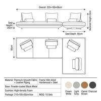 Modernes Italienisches Minimalistisches Konvertierbares L-förmiges Modulares Sofa-Set mit Echtleder-Bezug, Umweltfreundlich und Langlebig für Kleine Räume