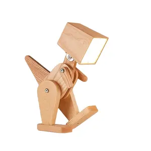 Unique Design Dimmable Animal Design Dinosaur Bedside Lamp Wood Reading Light with Touch Control For Kids