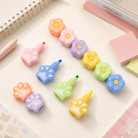 Surligneurs 6 couleurs en forme de patte de chat et de fleur, empilables, à pointe biseautée, pour étudiants, fournitures de bureau et de planification