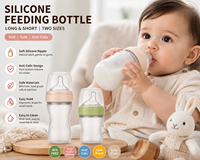 Botol Susu Bayi Silikon Bebas BPA, Botol Susu Lunak Anti Kolik Leher Lebar, OEM ODM Custom
