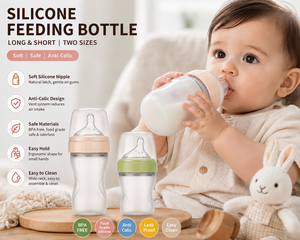 Bouteille d'alimentation en silicone pour nouveau-né sans BPA, <span class=keywords><strong>biberon</strong></span> souple à presser pour bébé, anti-colique, col large, <span class=keywords><strong>biberon</strong></span> pour nourrissons, OEM ODM personnalisé - Product Image 1