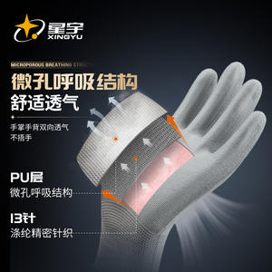 Guantes de Palma Recubiertos de PU Xingyu PU518 M Antiestáticos, Transpirables y Antideslizantes para Reparación Electromecánica y Montaje de Precisión - Product Image 4