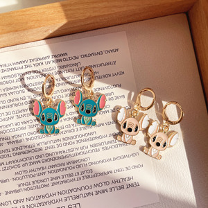 Aretes con Personajes de Dibujos Animados, Chapados en Oro, con Detalles de Cristal y Diamantes de Imitación, Set de Joyería para Mujer - Product Image 6
