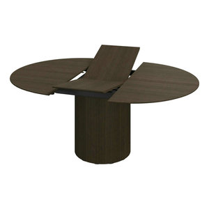 Lastra di roccia scanalata moderna fatta a mano in legno tavolo da pranzo mobili in legno impiallacciatura di rovere tavolo da pranzo allungabile per ristorante - Product Image 2