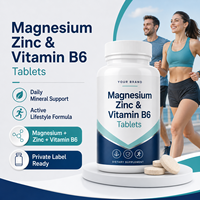 Comprimés de magnésium, zinc et vitamine B6, étiquette privée, OEM, ODM, complément alimentaire, formule personnalisée, fourniture en bouteille