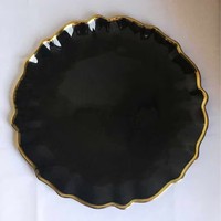Assiette de présentation en verre Ohere avec bordure en dentelle, bordure dorée, bordure argentée, transparente, écologique, 13 pouces, mariage, fête, hôtel