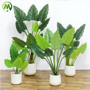 Real Touch pequeño bonsái artificial árbol verde interior decorativo falso plástico primavera Taro individualmente hecho a mano para óptimo - Product Image 1