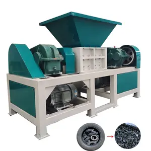 Máquina trituradora de neumáticos de coche de chatarra Trituradora de doble eje para reciclar restos de neumáticos Residuos de madera plástica
