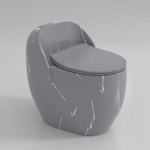 Inodoro de una pieza de cerámica de mármol blanco con diseño de lujo en forma de huevo, superventas, para baño, montado en el suelo - Product Image 3