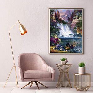 Decoración de pared para el hogar, <span class=keywords><strong>pintura</strong></span> de porcelana de cristal, paisaje, <span class=keywords><strong>mosaico</strong></span> de montaña, cascada, diamante - Product Image 6