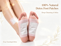 Patchs détoxifiants pour les pieds, formule à base de plantes, emballage et logo personnalisables.