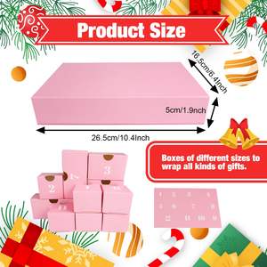 Caja de Regalo de Calendario de <span class=keywords><strong>Adviento</strong></span> Rosa de 12 Compartimentos con Etiquetas Numeradas para Cuenta Regresiva Navideña, Cosméticos, Dulces, Empaque de Primera Calidad - Product Image 2