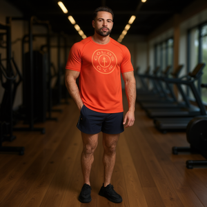 Camiseta Deportiva para Hombre Golds Gym, Color Naranja, Corte Regular, Transpirable, de Secado Rápido, con Logotipo Personalizado, Cuello Redondo, Tejido Jersey - Product Image 2