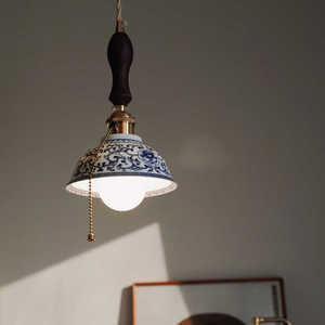Chinese Blue And White Porcelain Pendant <b>Light</b> <b>Single</b> Head Round Shape Led <b>Light</b> Source For Home Tea Room Living Room Bedroom - Product Image 2