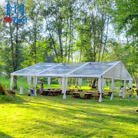 Tente de réception transparente 12x30 décorée pour mariage avec PVC transparent pour fête en plein air