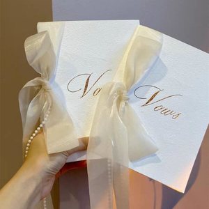 Tarjetas de felicitación de boda estilo INS, libro de juramentos de boda, tarjeta de juramento, tarjeta de declaración con estampado dorado - Product Image 4