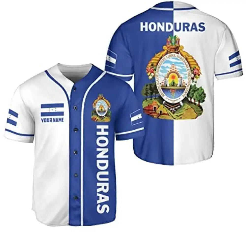 Plus Size Classic Honduras Baseball Jersey Fornecedor Profissional OEM Personalizado Seu Design Baseball Softball Wear Camisas Esportivas Homens