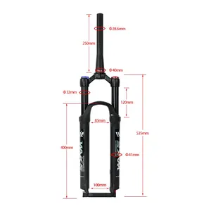 Fourche de vélo pneumatique à suspension pneumatique pour vélo, 120mm, ressort de voyage, amortisseur, 26/27.5/29 pouces, en alliage d'aluminium