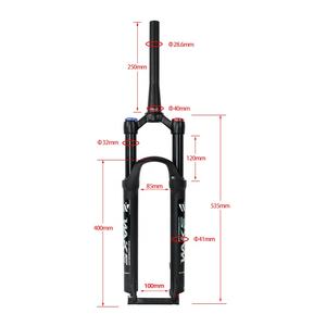 Fourche de vélo à suspension pneumatique, <span class=keywords><strong>120mm</strong></span>, 26/27mm, <span class=keywords><strong>amortisseur</strong></span> à ressort, en alliage d'aluminium - Product Image 3