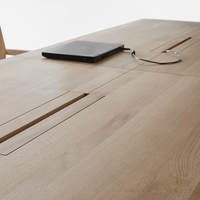 Table de salle à manger rectangulaire longue et moderne en chêne massif blanc, durable, pour restaurant, vente en gros