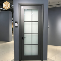 Porte intérieure battante en verre trempé, motif bois, étanche, pour chambre et cuisine - Offre Spéciale